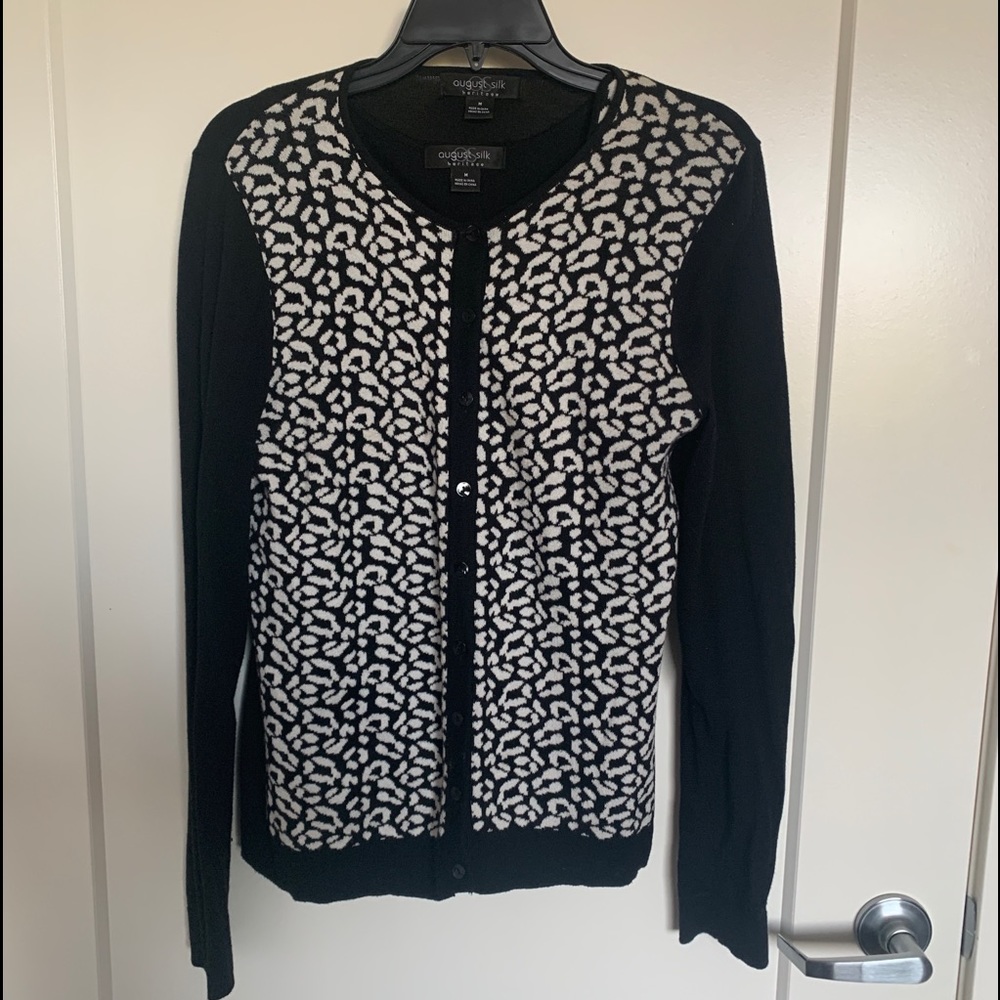 💕 August Silk Black Leopard Cardigan